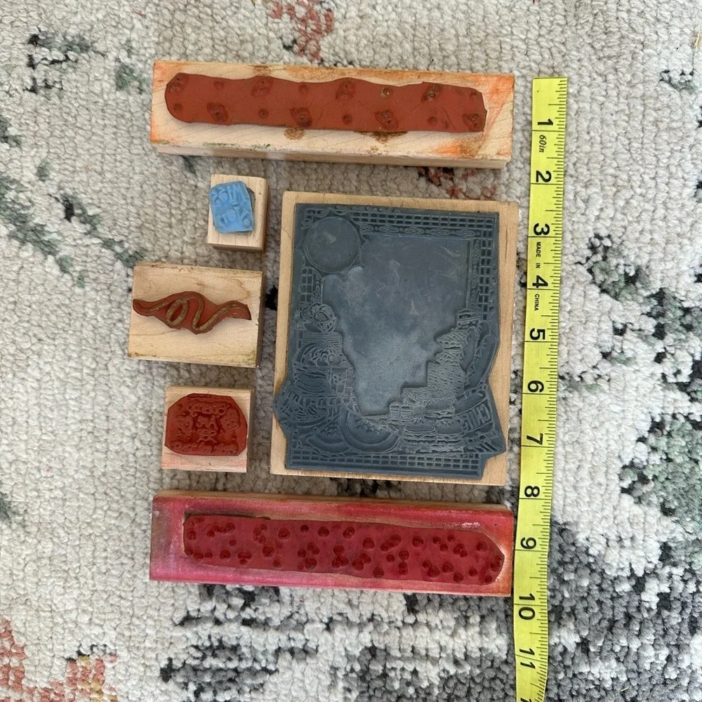 Vintage Wooden Rubber Stamps lot of 6